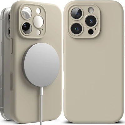 Afbeelding van RINGKE SILICONEN MAGNETISCHE MAGSAFE IPHONE 16 PRO MAX STEEN