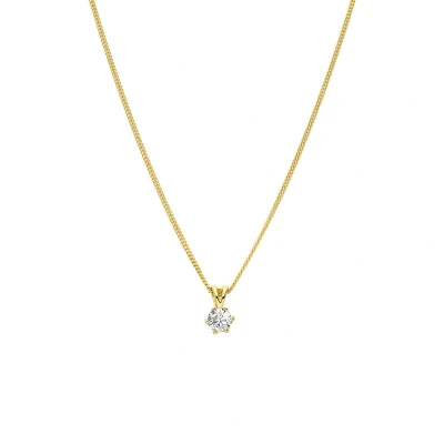 Afbeelding van Lucardi Dames Zilveren goldplated Ketting met hanger zirkonia 925 Zilver Goudkleurig 45 cm
