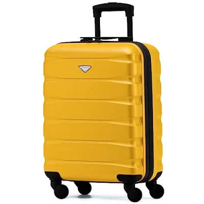 Afbeelding van Flight Knight ABS cabinekoffer compatibel met Air France, Hop! EasyJet, Ryanair en vele andere! Handbagage, licht, cabinetas 4 wielen, Geel/Zwart, 55 x 40 20 cm, koffer, 55x40x20cm,