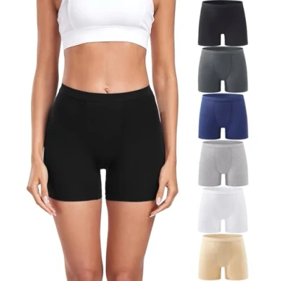 Afbeelding van wirarpa Boxershorts voor dames, modal, boyshort, ultrazachte damesboxers, ondergoed, onderjurk, rok, multipack, Zwart/Diep Grijs/Diepblauw/Heather Grijs/Beige/Wit, S