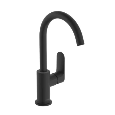 Afbeelding van Hansgrohe rebris s eengreeps wastafelmengkraan 210 met draaibare uitloop en pop up trekwaste mat zwart 72536670