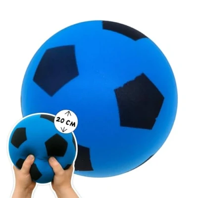 Afbeelding van alldoro 63105 schuimbal in voetbaldesign, voor kinderen vanaf 18 maanden, binnen en buiten, blauw, 20 cm, 153 g