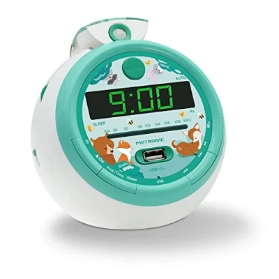Afbeelding van METRONIC Forest FM USB wekkerradio projectie dubbel alarm 477343, groen, S