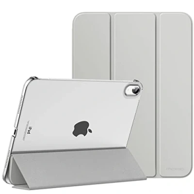 Afbeelding van MoKo hoesje voor iPad 10e generatie 2022, Slim Stand Hard Back Shell Smart Cover 10,9 inch met automatische wek/slaapfunctie, zilver