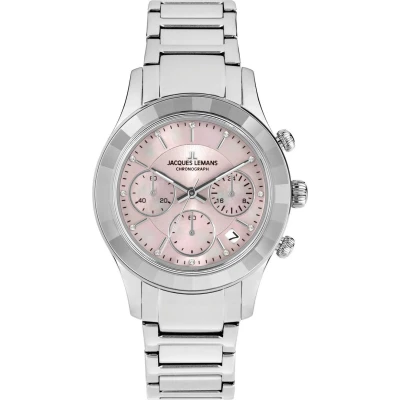 Afbeelding van Jacques Lemans Venice Chronograaf, Dames, Maat: One Size, Steel pink