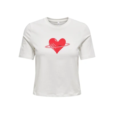 Afbeelding van ONLY Onlvallie LIFE LOVE Tshirt print, Dames, Maat: XS, Cloud dancer