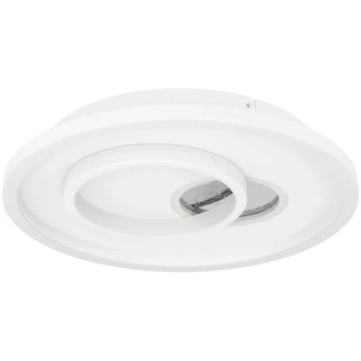 Afbeelding van Eglo LED plafondlamp Tiriolo, geometrische plafonnière, keukenlamp van metaal en kunststof in wit zilver, neutrale witte opbouwlamp, ∅ 38 cm