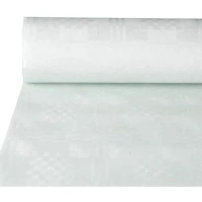 Afbeelding van PAPSTAR 12545 papieren tafelkleed met damast reliëf 50 x 0,8 m, wit