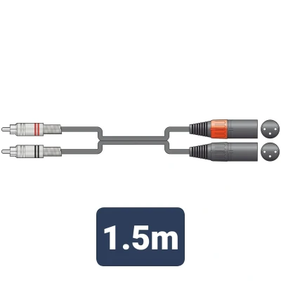 Afbeelding van akkoord 2R 2XM150 1,5 m Twin RCA naar XLRM Lead