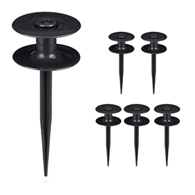 Afbeelding van Relaxdays tuinslang geleider set van 6 slang geleiding 24x9 cm grondpin zwart