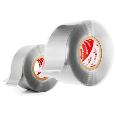 Afbeelding van Poppstar 2x 3m zelfdichtende siliconentape, siliconen reparatietape, isolatietape en afdichtingstape (water, lucht), 25mm breed, grijs