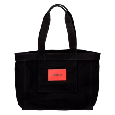 Afbeelding van HUGO Becky Tote Canvas Tote_Bag, Black1, One Size, Zwart1, Eén maat