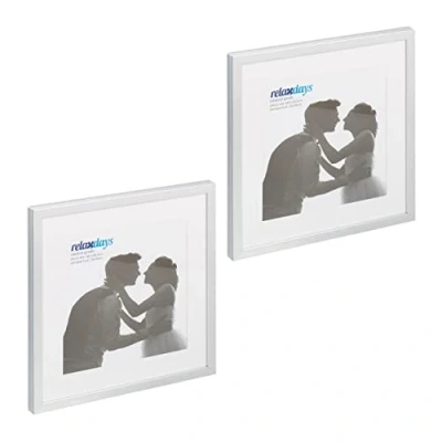 Afbeelding van Relaxdays fotolijst set van 2 fotokader 38,5 x cm passe partout wissellijst zilver