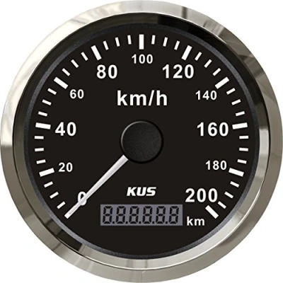 Afbeelding van KUS Waterdichte GPS Snelheidsmeter Kilometermeter 0 200KM/H voor Auto Motorfiets Vrachtwagens 85mm (zwart)