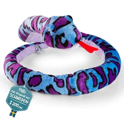 Afbeelding van Mollis Knuffeldier, knuffelslang, 200 cm, pluche dierslang, kinderknuffeldier, zacht knuffeldier voor kinderen en baby&#039;s, paars