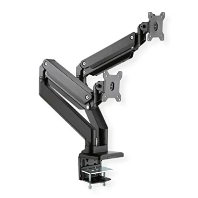 Afbeelding van ROLINE LCD dubbele arm, tafelmontage, gasveer, elk 5 scharnieren, max. 15 kg, zwart