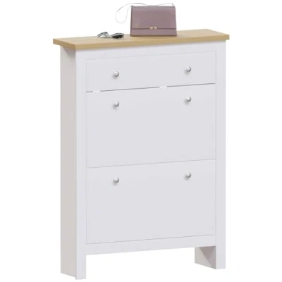 Afbeelding van Vida Designs Arlington Schoenenkast 2 Deur 1 Lade Opbergkast Stand Rack MDF Wit
