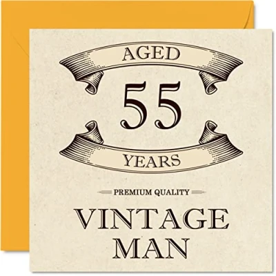 Afbeelding van Vintage 55e verjaardagskaarten voor mannen leeftijd 55 jaar leuke verjaardagskaart collega vader echtgenoot vriend oom broer vriend, 145 mm x wenskaarten,