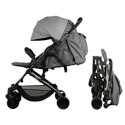 Afbeelding van Bambisol YUKO² compacte buggy, vanaf de geboorte, met één hand opvouwbaar, leuning, gerecycled polyesterweefsel, grijs gemêleerd, eco