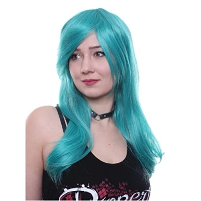 Afbeelding van Prettyland C600 Turkoois Groene Cosplay Lange Pruik Rechte Snit Strak Geweven Hittebestendig