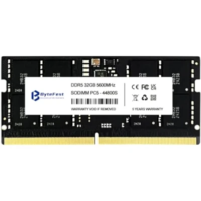 Afbeelding van ByteFest DDR5 RAM 32 GB 5600 MHz PC5 44800 CL46 1.1V SODIMM On die ECC 262 pins laptop/notebook geheugenmodules