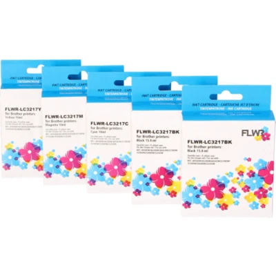 Afbeelding van FLWR Brother LC 3217 Multipack zwart en kleur cartridge