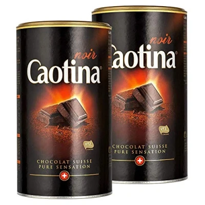 Afbeelding van Caotina noir, Cacaopoeder met donkere Zwitserse Chocolade, Warme Chocolademelk, 2 Pakken, x 500g