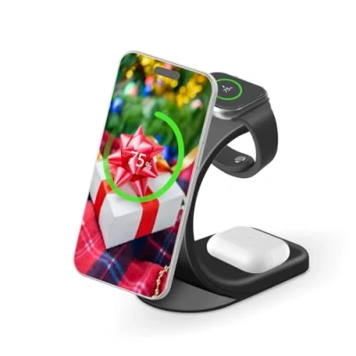 Afbeelding van MMOBIEL Draadloos Oplaadstation Magnetisch Geschikt voor iPhone 15/14/13/12 series, Apple Watch 9/8/7/6/5 en AirPods Pro/3/2/1 Oplader 3 in 1 Wireless Charger 18W Magnetische Draadloze Snellader Qi Magsafe Opladen Zwart