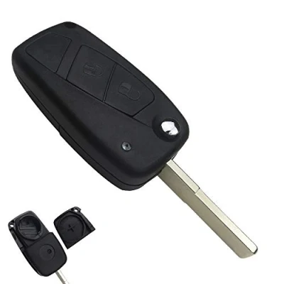 Afbeelding van PHONILLICO Autosleutel vervanging afstandsbediening sleutel voor Cle FIAT Bravo Ducato Brava Punto Stilo sleutelhanger Flip met 2 toetsen zwart lemmet model zonder batterijcel