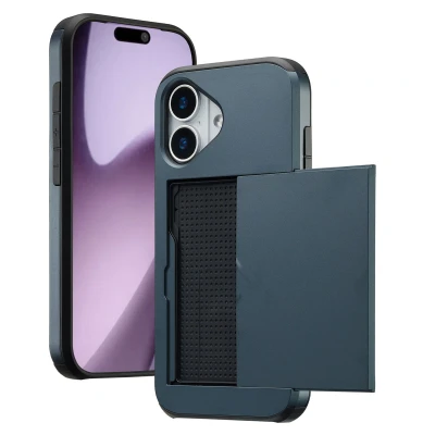 Afbeelding van Apple iPhone 17 Hoesje Met pashouder Kunststof imoshion Backcover/Hardcase Donkerblauw Telefoonhoesje