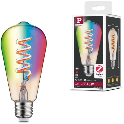 Afbeelding van 29158 Paulmann Home LED lamp E27 Energielabel: G (A G) 6.3 W RGBW Goud