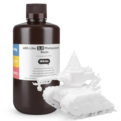 Afbeelding van ELEGOO 405nm ABS achtig hars 3.0, LCD UV Rapid Resin hars, hoge precisie, niet broos, verbeterde sterkte en taaiheid voor LCD/DLP 3D printer, fotopolymeerhars, wit, 1000 g