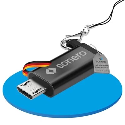 Afbeelding van Sonero® Micro USB naar C adapter, compatibel met Apple apparaten, OTG, e bikes, incl. lus/karabijnhaak, aluminium behuizing, zwart