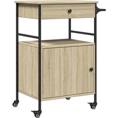Afbeelding van vidaXL Keukentrolley 56x43x89,5 cm bewerkt hout sonoma eikenkleurig