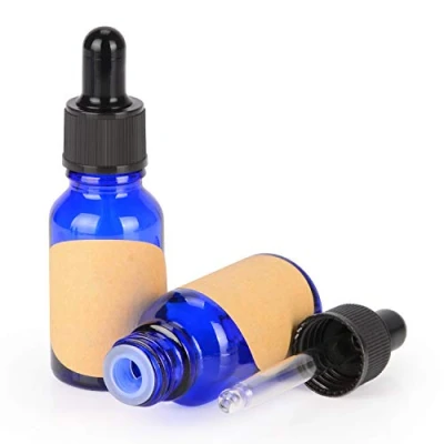 Afbeelding van stonylab 2 Pack Glazen Druppelflesje, Lege Fles met Druppelaar, Binnenste Plug en Label voor Etherische Oliën Aromatherapie Geuren (15 ml, Blauw)