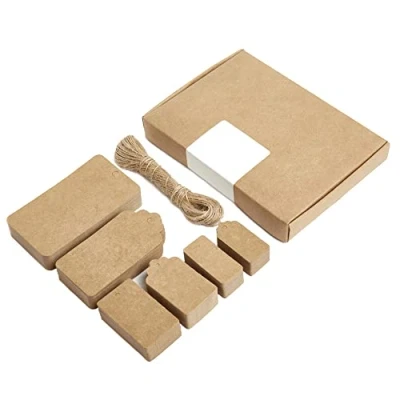 Afbeelding van Box.it.pack.it Kraft Paper Gift Tags, Bruin, Gemengde Vorm, 200 Pack met String, 9x5cm, 5x3cm, 4x2cm, 8x4cm, 4x2cm