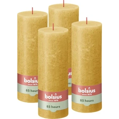 Afbeelding van Stompkaarsen Shine 4 st rustiek 190x68 mm honinggeel