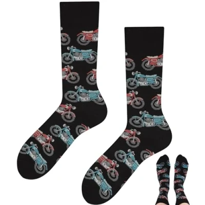 Afbeelding van TODO Colours Grappige sokken met motief meerkleurig, kleurrijk, gek voor levensvreugde, motorsokken, 47/50 EU