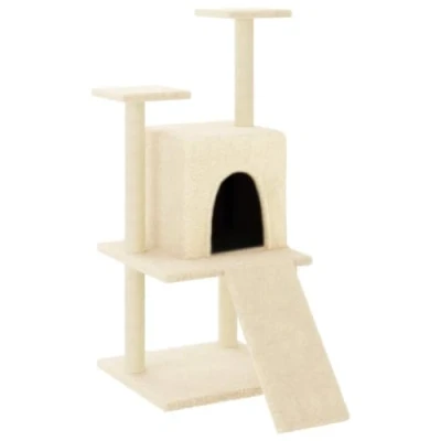 Afbeelding van vidaXL Kattenmeubel met sisal krabpalen 110 cm crèmekleurig