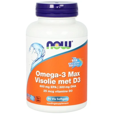 Afbeelding van NOW Omega 3 max visolie D3 EPA DHA 90 softgels