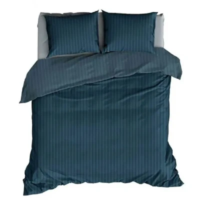 Afbeelding van Dekbedovertrek Satin D&#039;or Satijn Streep Teal 240 x 200 / 220 cm Lits Jumeaux