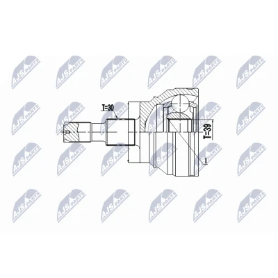 Afbeelding van Homokineet reparatie set, aandrijfas NTY NPZ ME 024