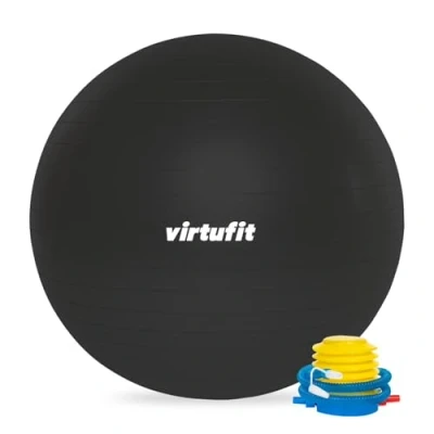 Afbeelding van VirtuFit Yoga bal Anti Burst Fitnessbal Pro Pilates met voetpomp Grijs 55 cm
