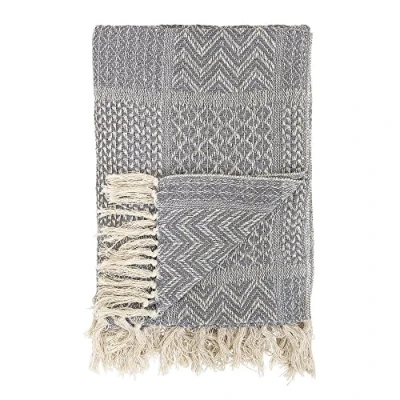 Afbeelding van Bloomingville Rodion plaid van gerecycled katoenblend 160 x 130 cm Donkergrijs
