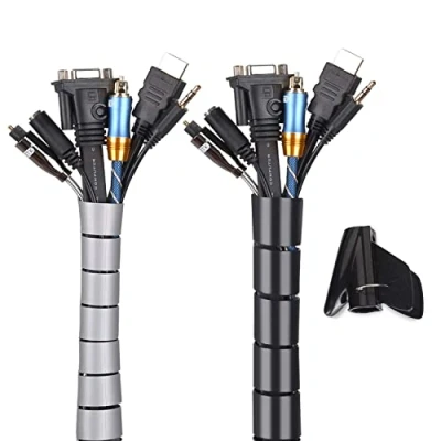 Afbeelding van MOSOTECH 2x1,5 m universele kabelslang flexibele kabelgoot Cord Organizer kabelhoes beschermsysteem voor tv, computer, thuisbioscoop (150 x diameter 28 mm, 150 22 mm)