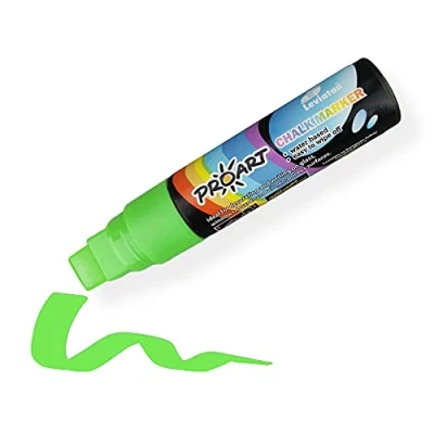 Afbeelding van LEVIATAN Krijtstiften voor schoolbord, afwasbaar, krijtstift, droog en vochtig krijtmarker, wigpunt 15 mm, groen