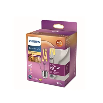 Afbeelding van Philips LED lamp Globe Warmwit licht E27 60 W Transparant Energiezuinige verlichting Filament