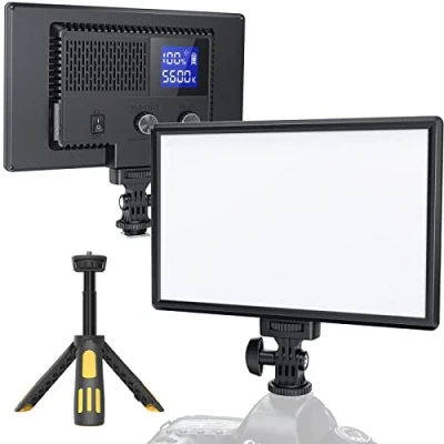Afbeelding van RALENO 116 LED Camera Videolamp, 12W 600Lux Videolamp met Ministatief en Ingebouwde 4000mAh Batterij CRI95+ 3200 5600K, USB voor YouTube TikTok Zoom fotografieconferenties Live Streaming