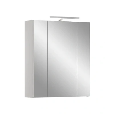 Afbeelding van Linus spiegelkast 3 deuren met licht hoog glans wit,wit.