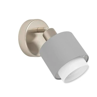 Afbeelding van Eglo Wandlamp binnen Bellizzi, muurlamp met zwenkbare spot, wandspot van textiel in zilver, grijs en wit, wandarmatuur voor woonkamer slaapkamer, E14 fitting